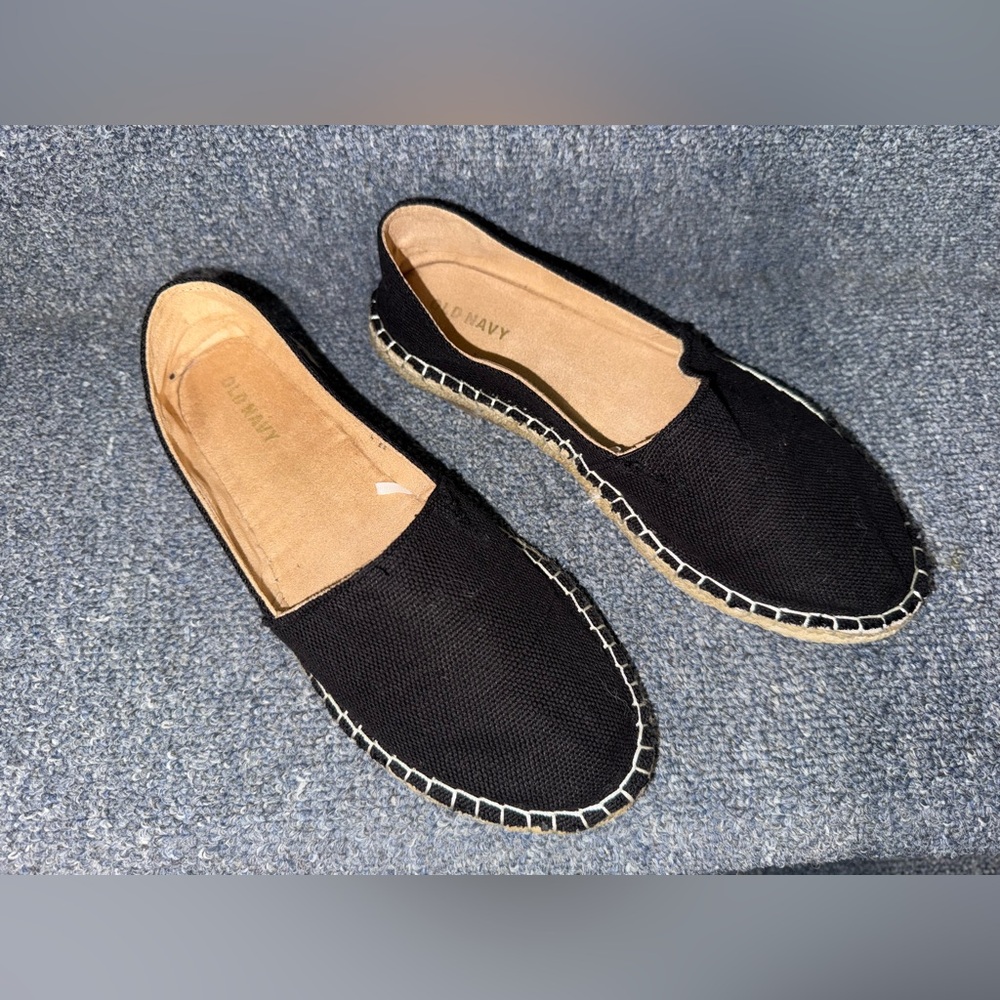 NWOT Old Navy Womens Black Canvas Espadrille Flats Size 6.5